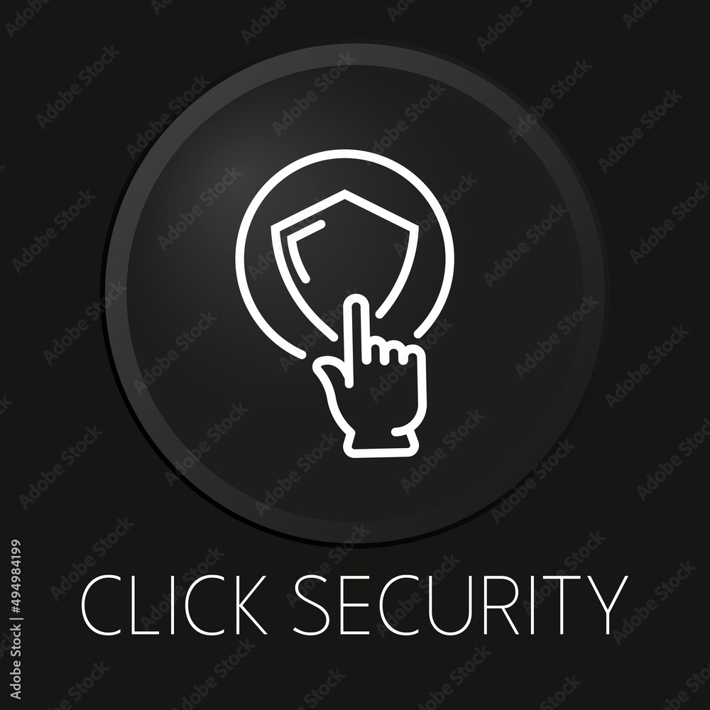 Click security minimal vector line icon on 3D button isolated on black background. Premium Vector. Click security minimal vector line icon on 3D button isolated on black background. Premium Vector.