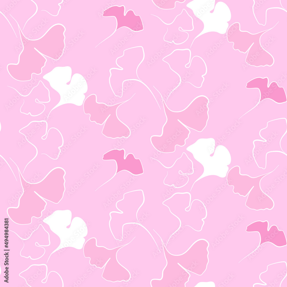 Vector seamless half-drop pattern, with  flowers