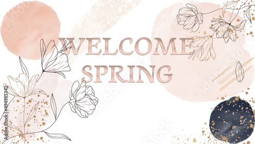 welcome spring card with soft flowers