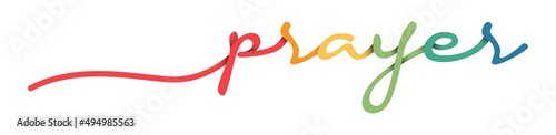 Prayer Handwriting Colorful Lettering Calligraphy Banner. Greeting Card Vector Illustration.