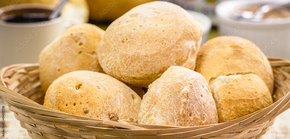 Obraz premium cheese bread, crispy bread baked with Brazilian cheese, typical delicacy served hot