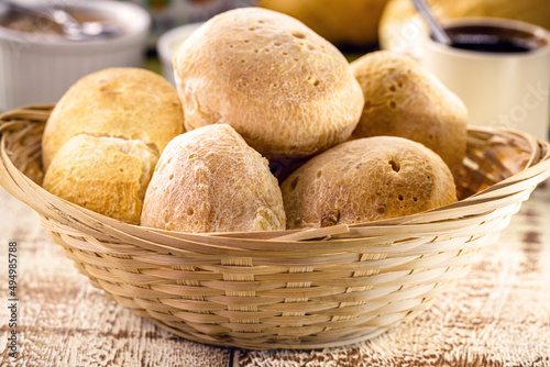 cheese bread, a delicacy much appreciated in Brazil. called "Pão de queijo", or traditional Brazilian crispy cheese biscuit