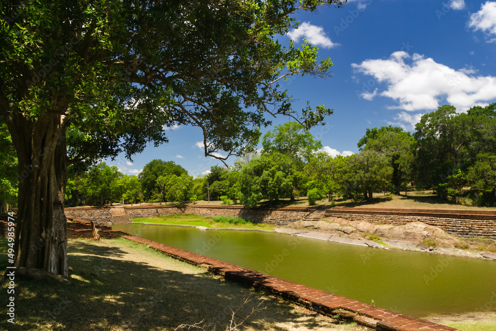 Ruins of ancient royal swiming pool, Anuradhapura, Sri Lanka