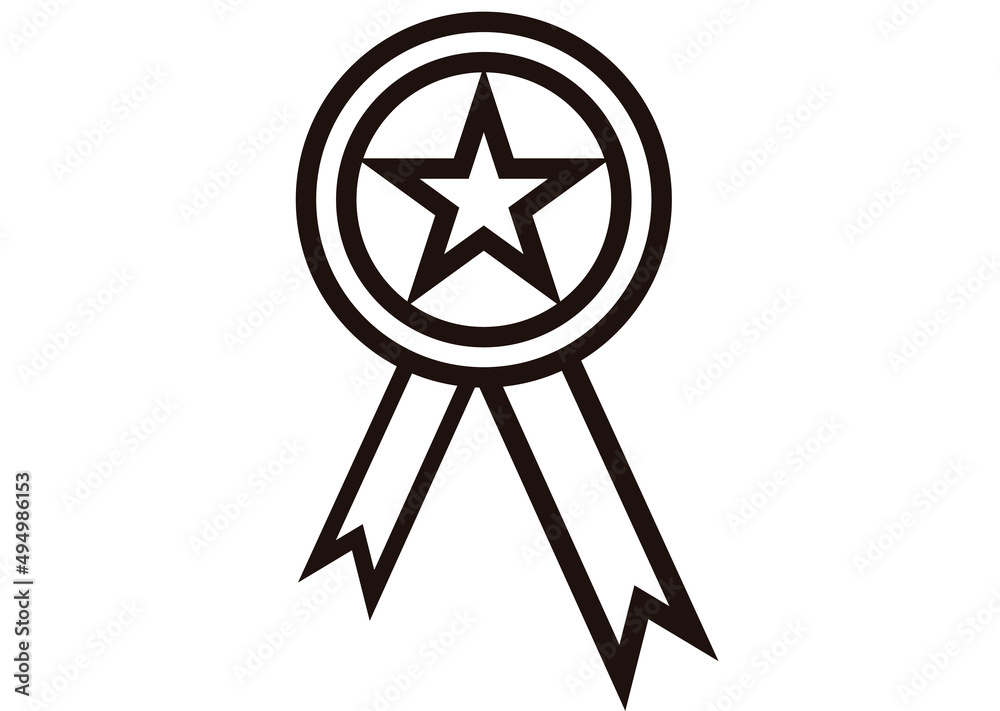 Icono negro de medalla de estrella en fondo blanco.