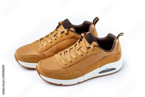 New yellow foxy leather and suede casual sport male sneakers