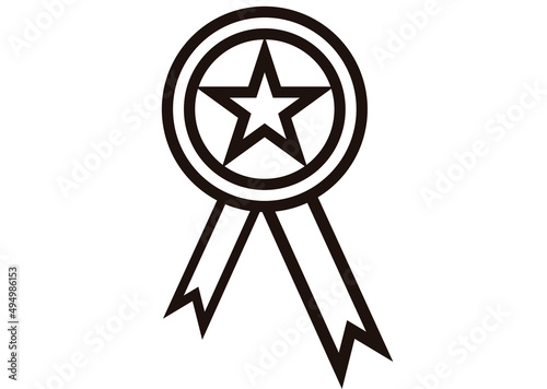 Icono negro de medalla de estrella en fondo blanco.