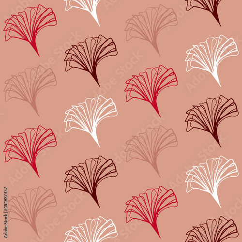 Vector seamless half-drop pattern, with flowers