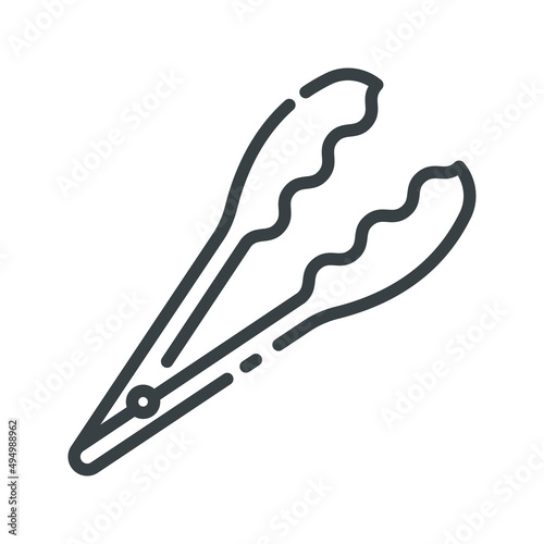 Vector line icon of tongs isolated on transparent background.