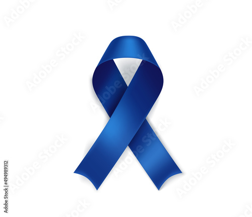 Tuberous sclerosis awareness month symbol. Blue ribbon isolated on white background