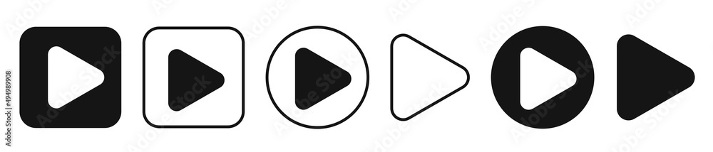 Play button icon vector set. Media player