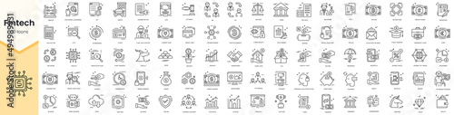 Set of fintech modern icons. Simple line art style icons pack. Vector illustration photo