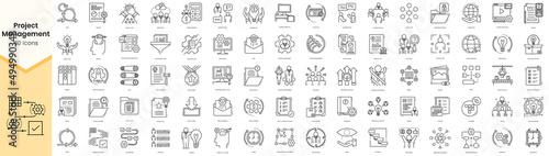 Set of project management icons. Simple line art style icons pack. Vector illustration