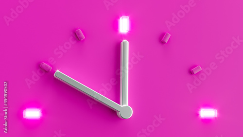 Pink 3d Clock Time 11:50 o Clock pm am
