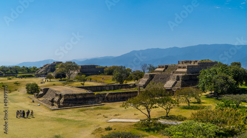 Ancient Zapotec structures inside Monte Alban Archaeological Zone in Mexico photo