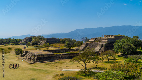 Canvas Print Ancient Zapotec structures inside Monte Alban Archaeological Zone in Mexico