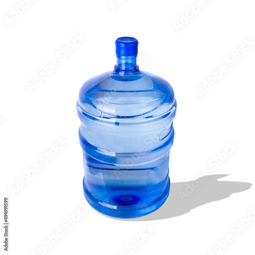 Large mineral water container over white background