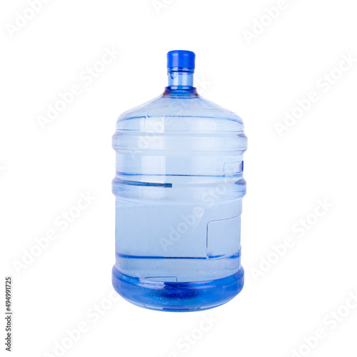 Large mineral water container over white background