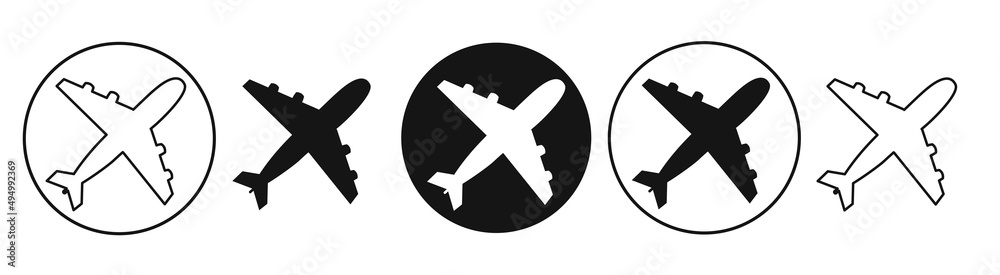 Airplane vector icons set. Illustration isolated for graphic design