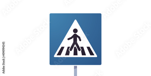 Walkway and road sign flat illustration.