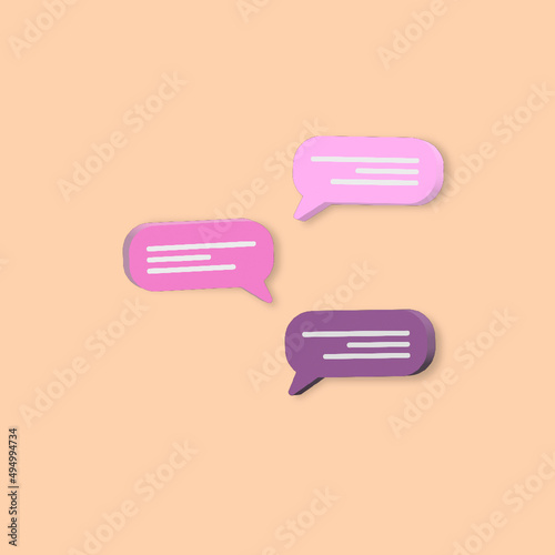 Speech Bubble flat icon. Chat conversation vector icon in 3d.  Online chat, social network communication. 