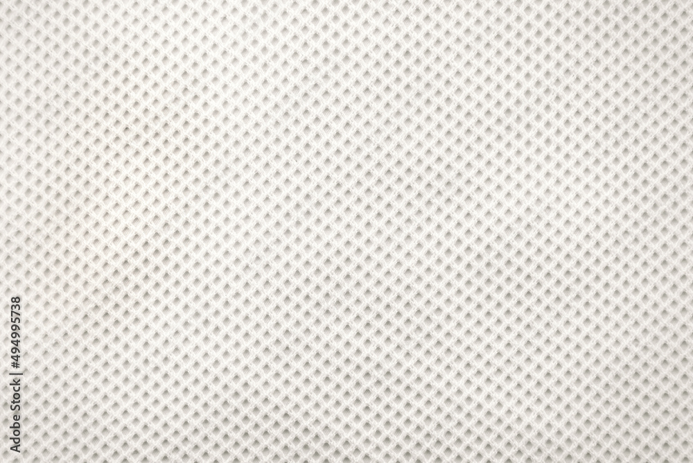 Background from mesh white fabric. Light shade material with small lines. pattern - obrazy, fototapety, plakaty 