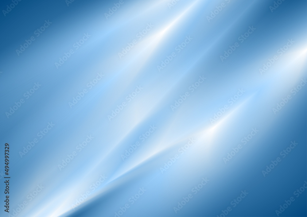 Bright blue smooth blurred stripes abstract tech background. Vector design