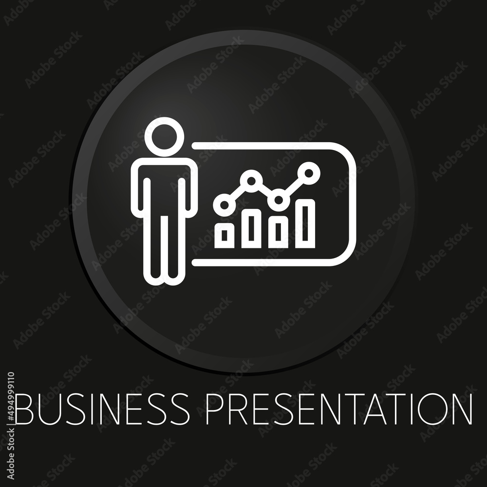 Fototapeta premium Business presentation minimal vector line icon on 3D button isolated on black background. Premium Vector.