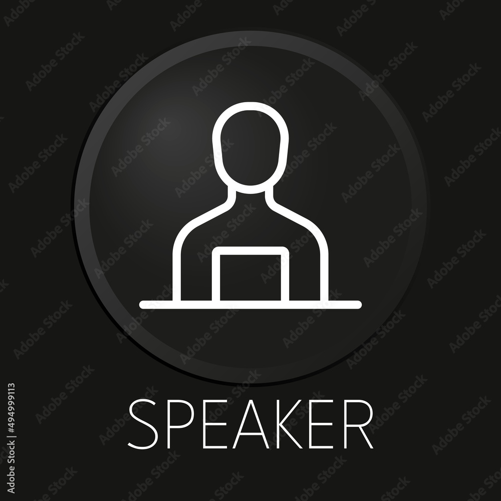 Speaker minimal vector line icon on 3D button isolated on black background. Premium Vector. Speaker minimal vector line icon on 3D button isolated on black background. Premium Vector.