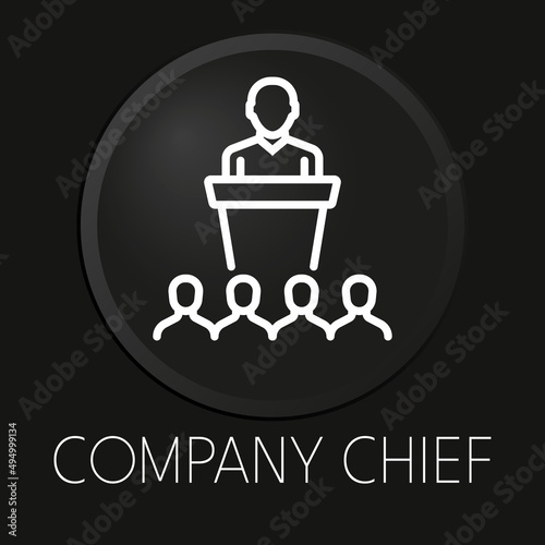 Company chief minimal vector line icon on 3D button isolated on black background. Premium Vector.