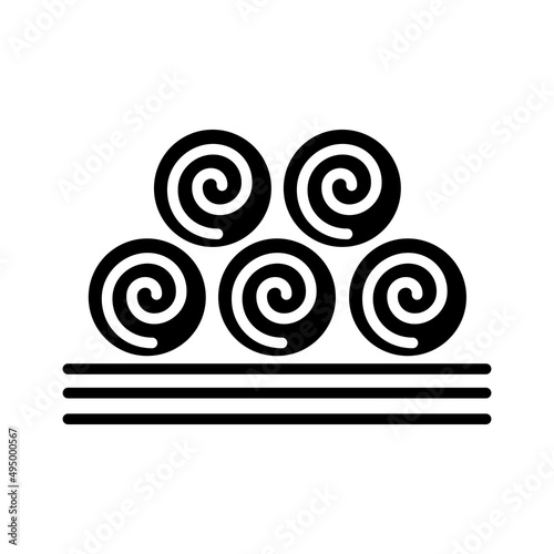 Round hay bales vector glyph icon