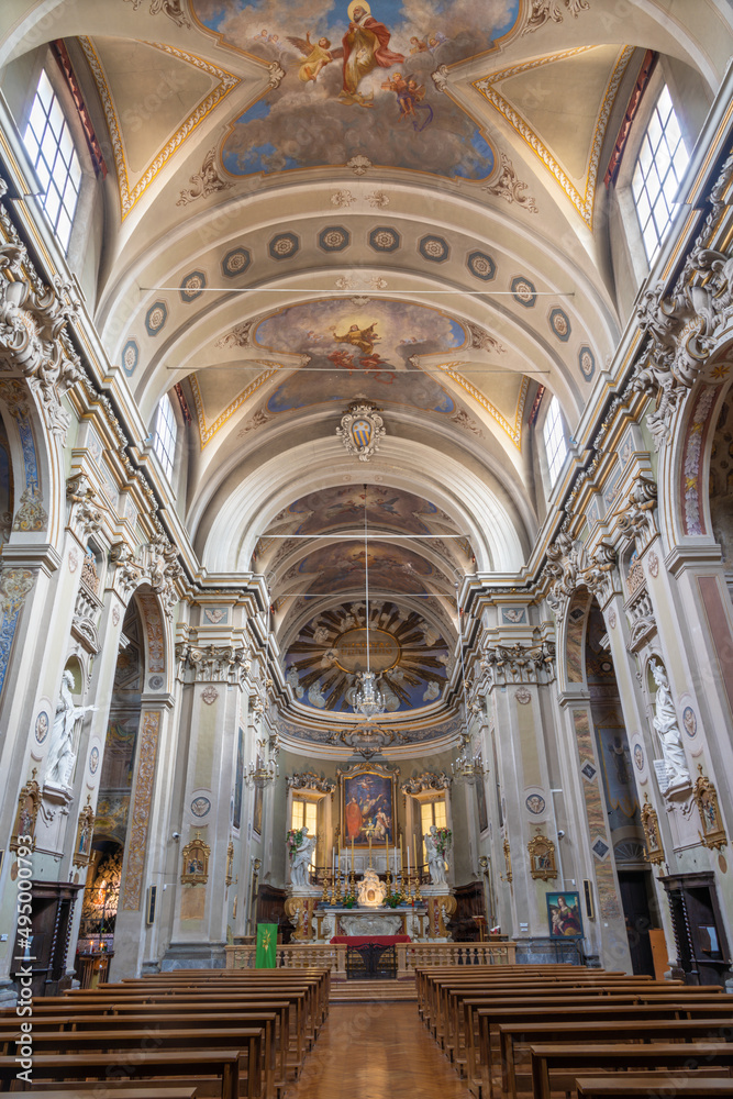 FORLÍ, ITALY - NOVEMBER 11, 2021:  The nave of church chiesa di Santa Lucia.