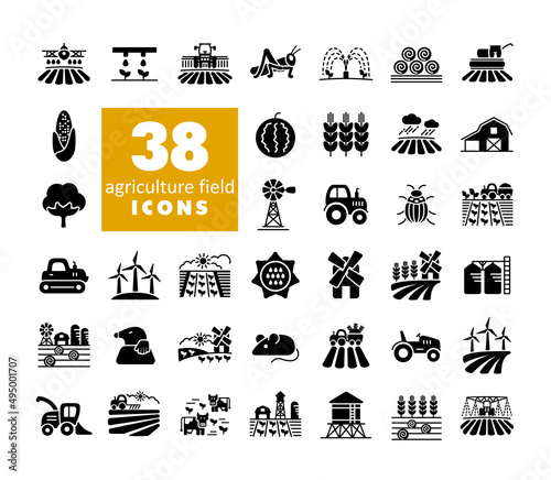 Farm Field vector glyph icon. Agriculture sign