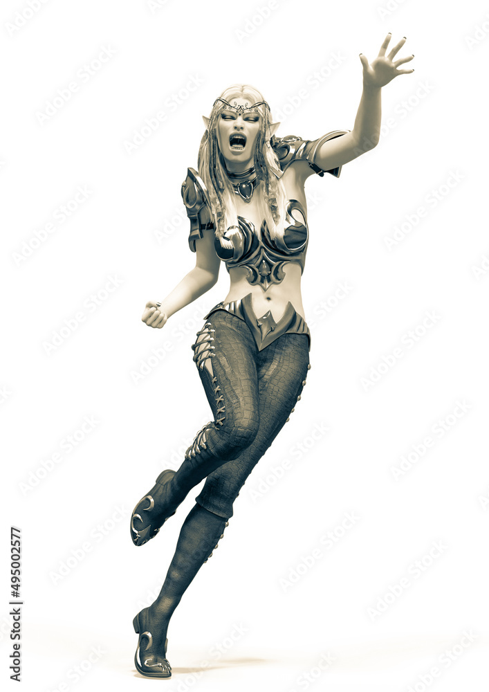 lady elf is calling war in white background lady elf is calling war in white background