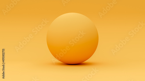 3D render sphere isolated on orange background.