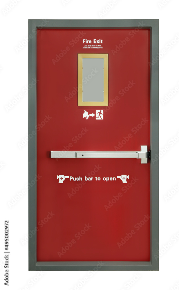 Emergency exit door isolated on white background Emergency exit door isolated on white background