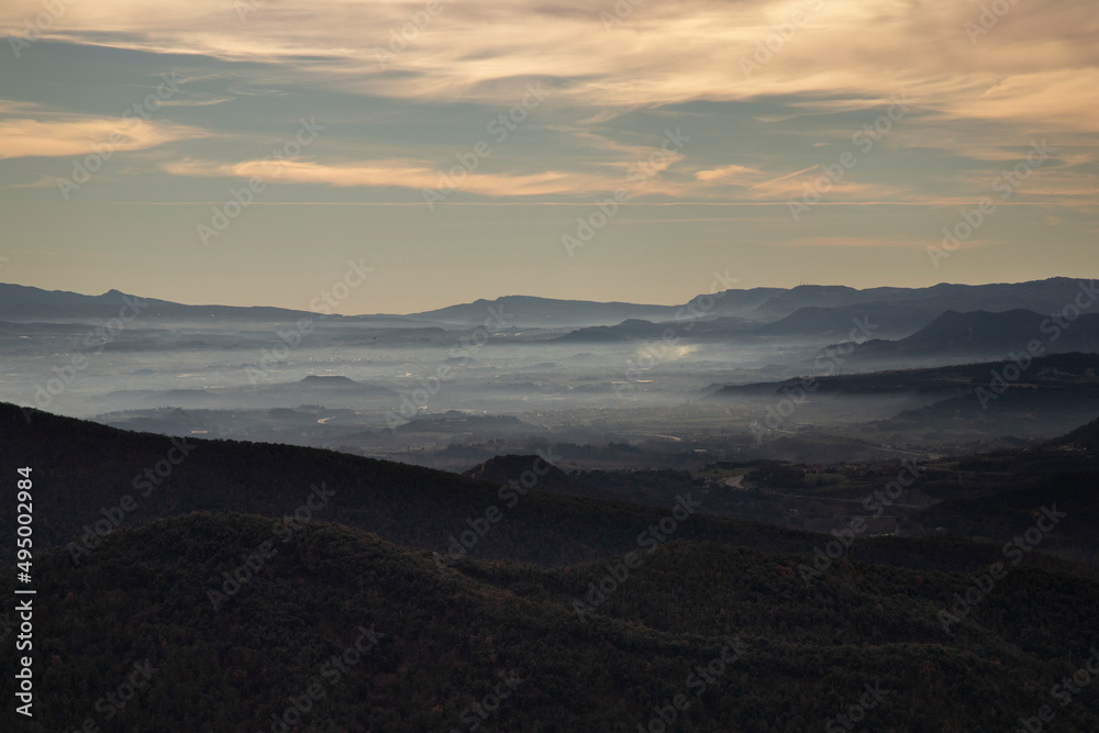 Misty landscape in Santa Maria de Besora