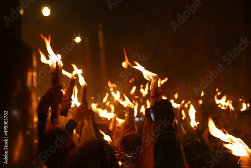 Photographie holy fire in jerusalem