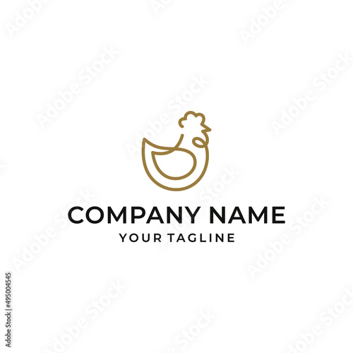 Chicken Hen One Line Art Logo Design