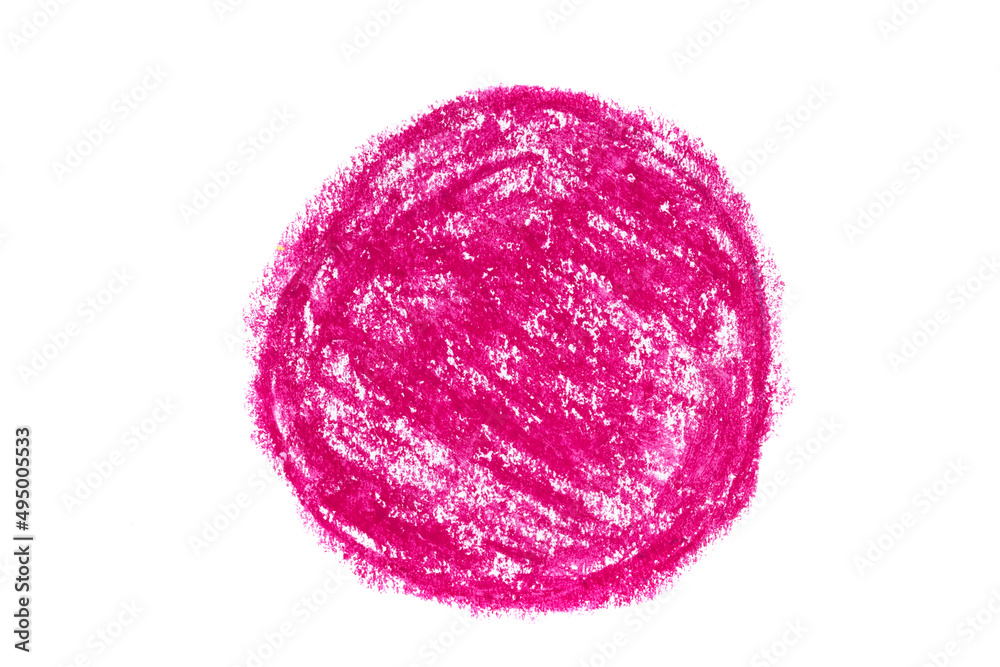 pink circle drawn with oil pencil isolated on white background pink circle drawn with oil pencil isolated on white background