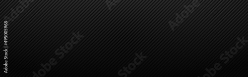 Carbon dark background. Diagonal texture with shadow. Wide gradient with stripes. Abstract backdrop with lines. Minimal wallpaper. Vector illustration