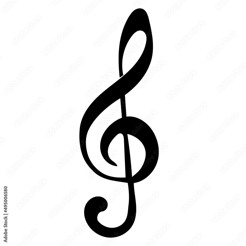 treble clef black silhouette isolated vector Stock Vector | Adobe Stock