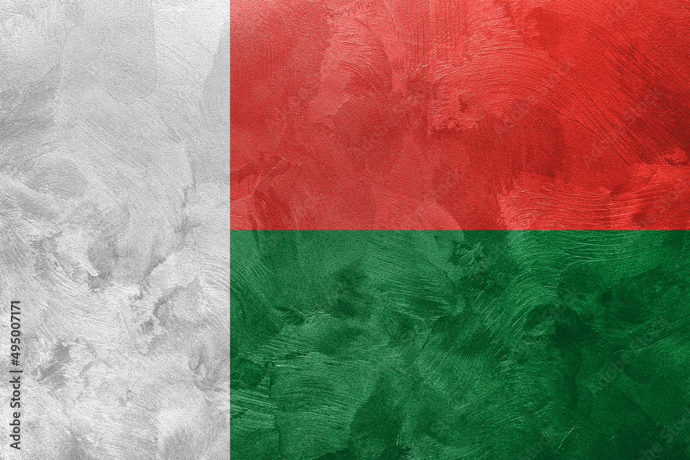 Textured photo of the flag of Madagascar.