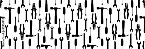 Construction tools, happy labor day. Seamless pattern. 