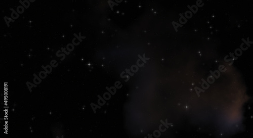 Star field in galaxy space with colorful nebula. Sci fi background of deep space. Ethereal wallpaper.