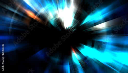 Spectacular light show. Colorful and vibrant particle explotion with glowing rays of light. Multicolored star burst.