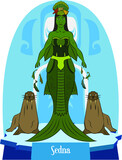 Illustration vector isolated of inuit god, Eskimo mythology, Sedna, sea goddess