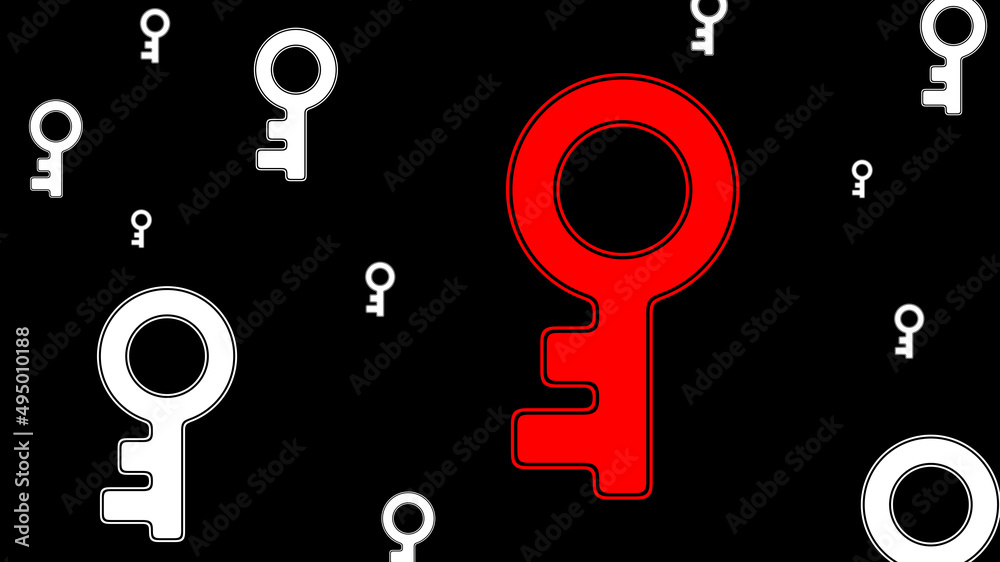 Key icons on black background. Illustration. Key icons on black background. Illustration.