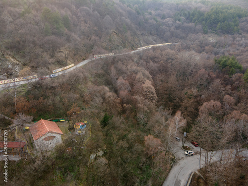 Aerial sunset view of Rhodope Mountains, Bulgaria photo