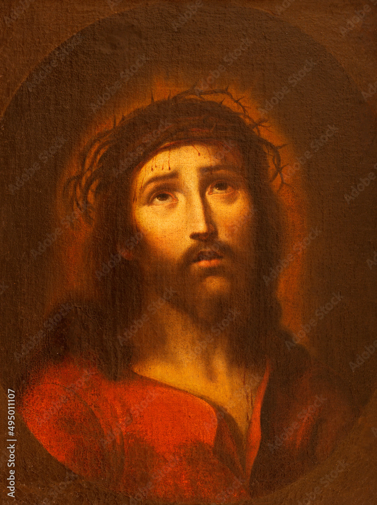 Jesus Repainted VALENCIA, SPAIN - FEBRUARY 14, 2022: The painting of Jesus -