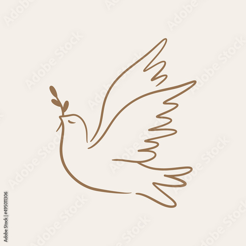 Dove of peace pigeon bird boho handdrawn style vector illustration art © Knstart Studio